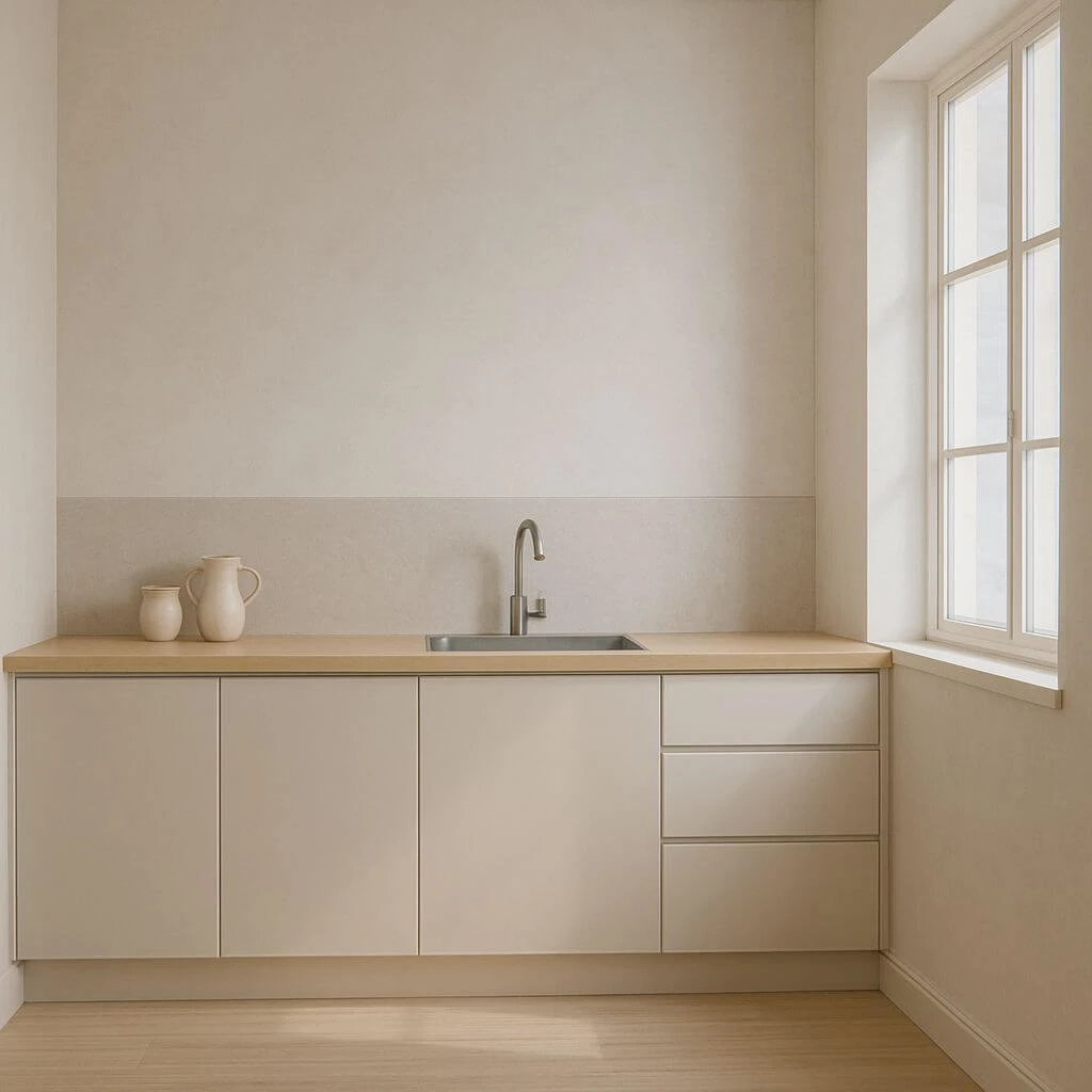 Cores e materiais minimalistas