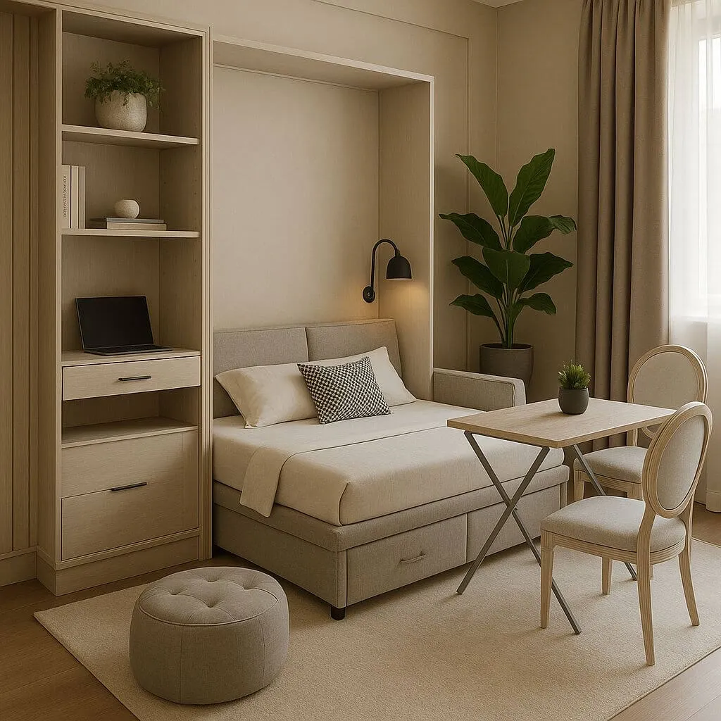 Decoração com móveis multifuncionais