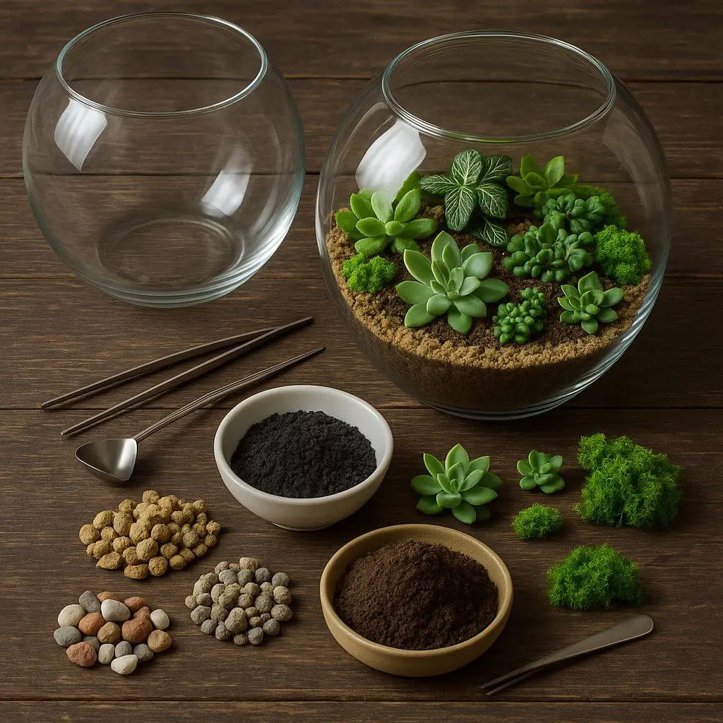 Materiais para montar um terrário