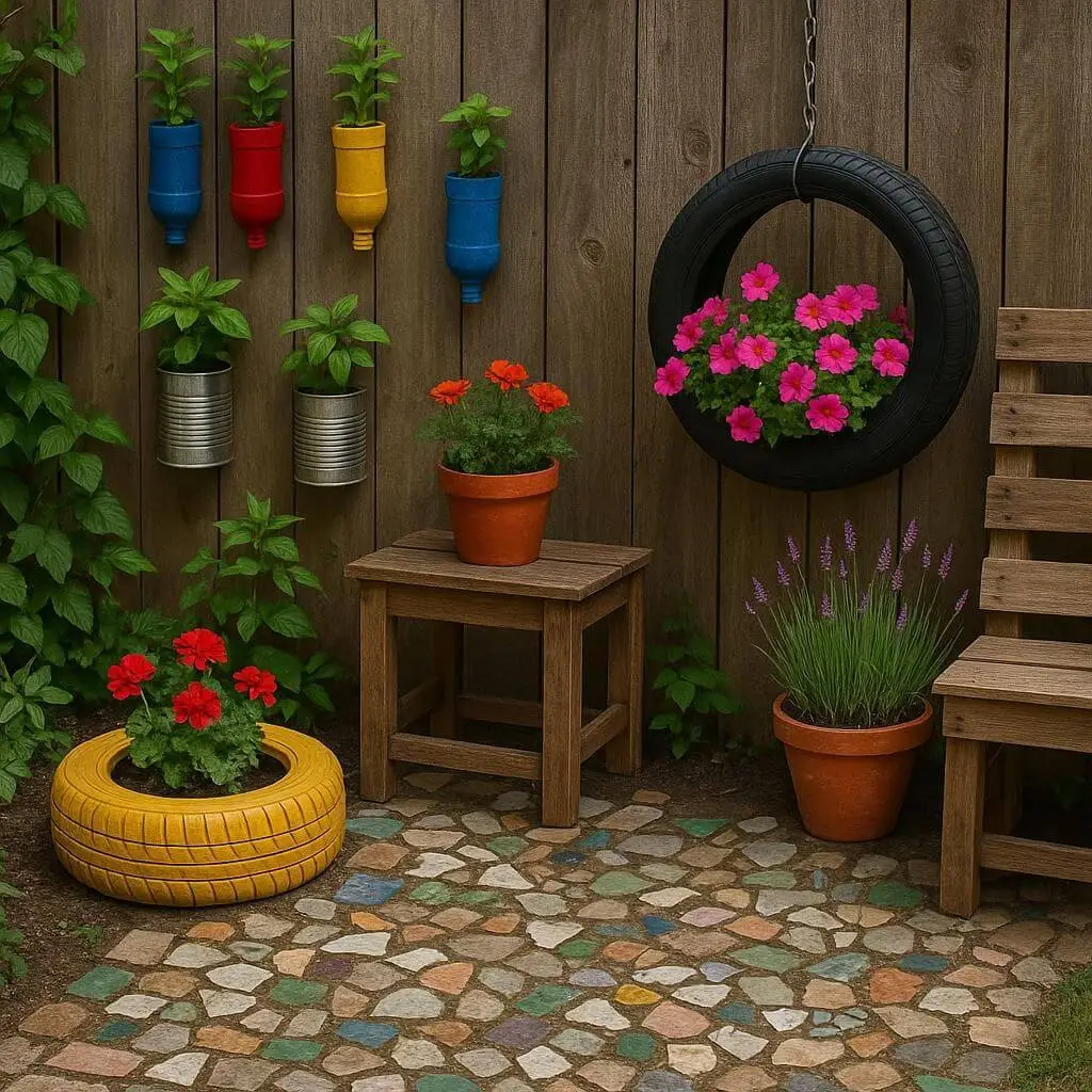 Materiais reciclados para jardim