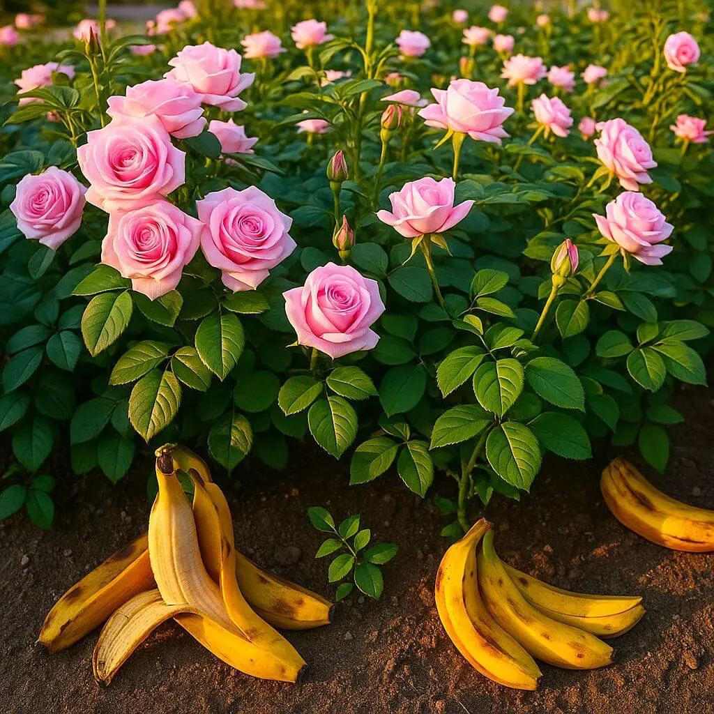 cascas de banana nas roseiras