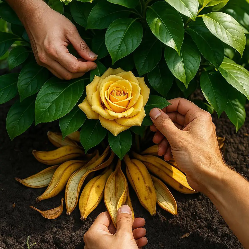 Mãos cuidadosas e rosa amarela