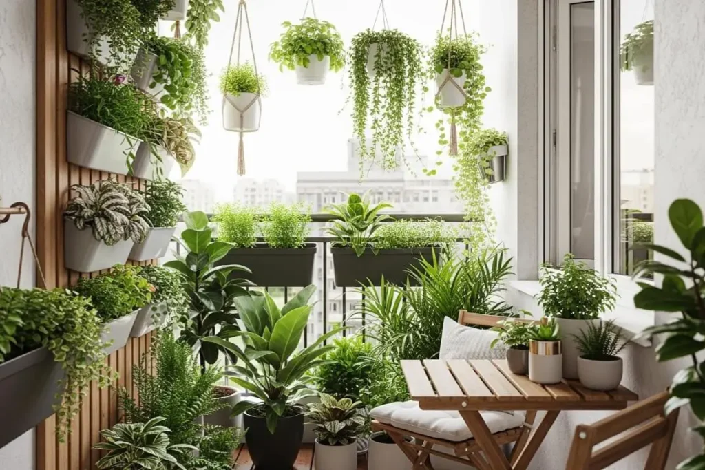 pequena varanda com plantas